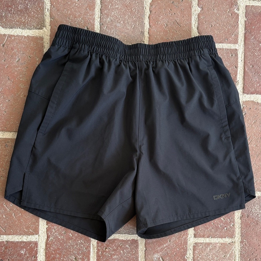 DKNY Black Performance Pull-On Drawstring Waist Shorts w Pockets